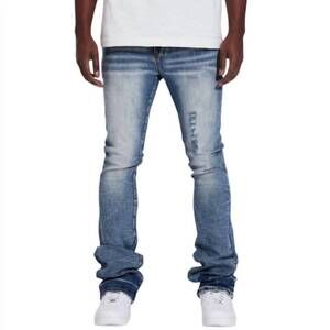 NEW CRYSP DENIM men's arch flare denim jeans in acid wash